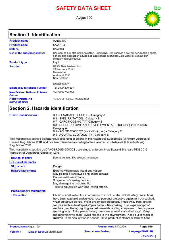 Avgas+100+Safety+Data+Sheet