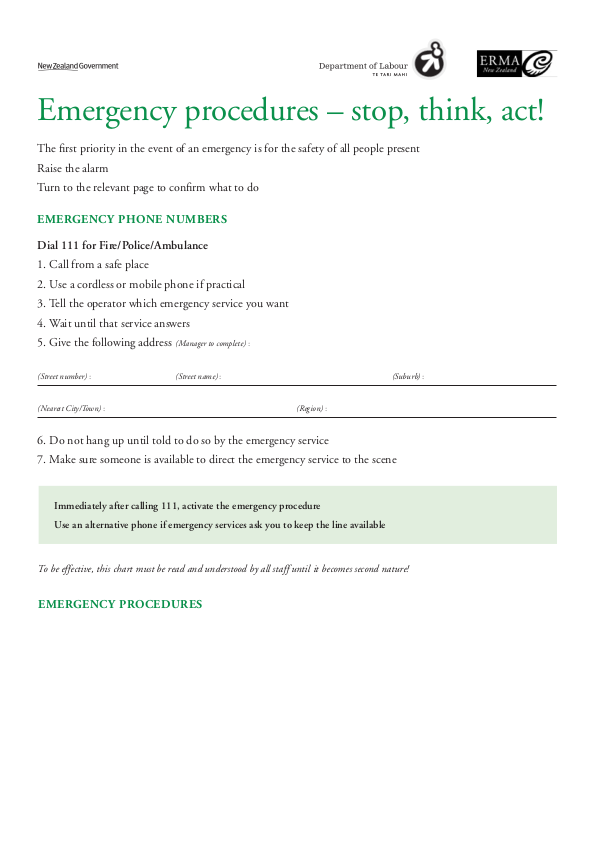 commercial customers emergency response plan template